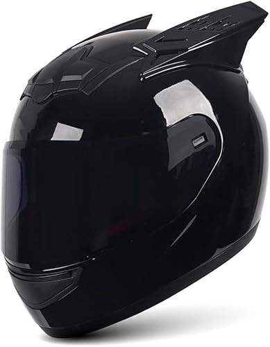 Kcolic Casco Moto con Orecchie di Gatto Nero/Rosa per Ragazze E Donne,Casco Integrale per Scooter,ATV E Moto Omologato DOT/ECE,Caschi Motocross Corsa Carini E alla Moda,Caschi per Moto F,S(50-53 CM)