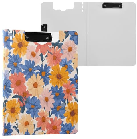 JUMBEAR Hermoso portapapeles de pétalos coloridos A4 con clips dobles, tablero plegable con tapa, organizador personal ligero adecuado para hospitales, oficinas, escuelas, negocios, suministros de