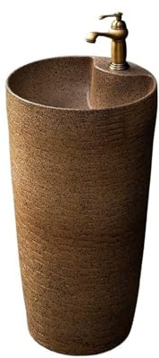 Lavandino su piedistallo Lavandino da bagno indipendente con piedistallo, rubinetto e scarico, lavabi in ceramica for interni ed esterni