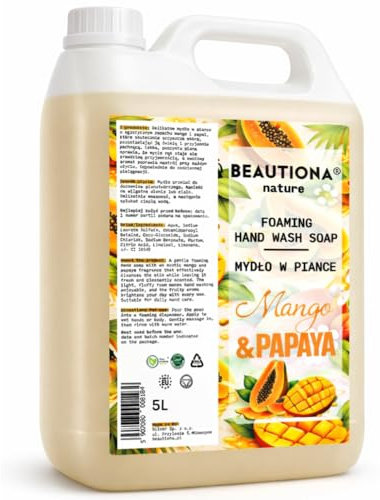 Savon mousse 5L mangue & papaye - Savon liquide pour distributeur de savon moussant - Stock économique