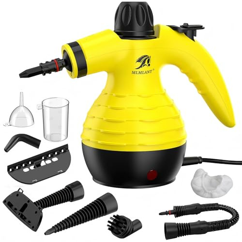 MLMLANT Pulitore a vapore, pulitore a vapore multifunzione con blocco di sicurezza e set di accessori da 10 pezzi, adatto per tappeti, sedili auto, divani, mobili imbottiti e molto altro ancora.