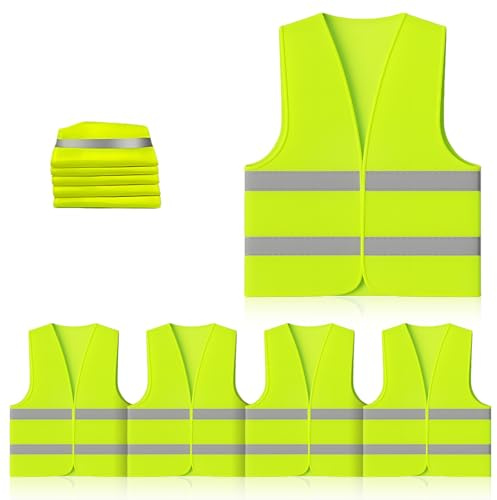 5 Piezas Chaleco Reflectante, XXL Reflectantes para Coche, Chaleco Antirreflejante Coche, Chaleco de Seguridad para Ciclistas, Conductores, Policías, Trabajadores, Tamaño Universal