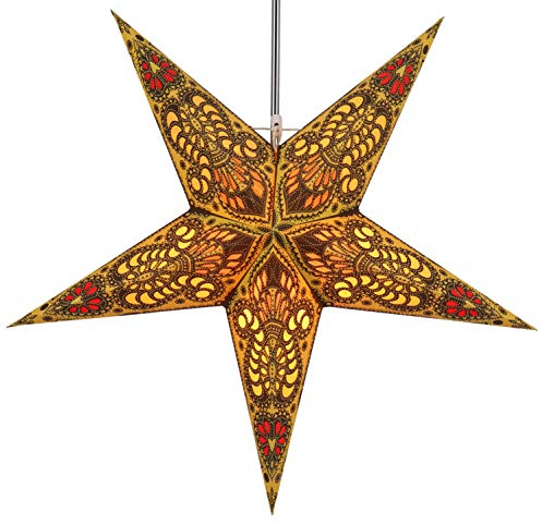 GURU SHOP Faltbarer Advents Leucht Papierstern, Weihnachtsstern 60 cm - Menor Gelb/Mix, Papiersterne 60 cm