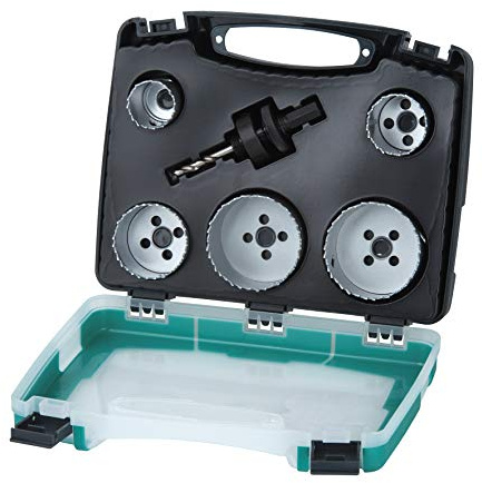 wolfcraft Juego de hojas de sierra de corona bimetal para instalaciones sanitarias, 25–83 mm de diámetro, 6 piezas. I 5422000 I Para madera, plásticos, metales y materiales de obra en seco, Ø 25–83 mm, profundidad de corte de 40 mm