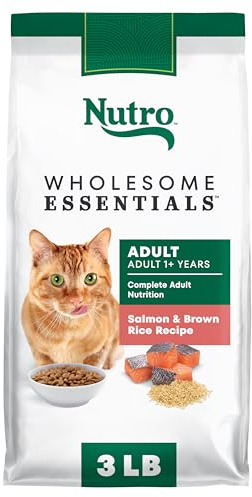 Nutro Wholesome Essentials Dry Cat Food, Adult Cat Food Dry Salmon & Brown Rice Recipe, 3 lb. Bag