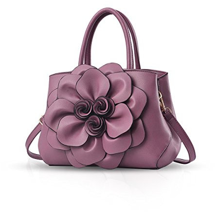 NICOLE & DORIS Borsa donna alla moda a fiori Borsa a mano Borsa a tracolla elegante borsa messenger Borse Tote in PU Pelle Viola