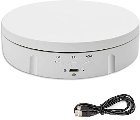 CDIYTOOL Electric Rotating Turntable for Photography, Professional 360 Degree Motorized Rotating Stand Display Table for Live Video Automatic Revolving Platform Product Display Table (White)