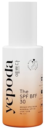 Yepoda The SPF BFF, Écran solaire minéral teinté à large spectre SPF 30 PA+++, protecteur et nourrissant, écran solaire coréen vegan pour tous les types de peau, 50 ml