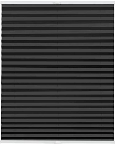 Lichtblick Plissee Klemmfix nach Maß, ohne Bohren, verspannt, Hitzeschutz, Blickdicht, Made in Germany, Thermoplissee - Schwarz 30 cm x 100 cm (B x L)