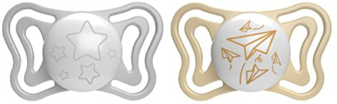 Chicco PhysioForm Light Lumi, Light Dummy in the Dark, Dummy 6-16 Months, Silicone Teat, Promotes Proper Development of the Mouth, Pack of 2, Neutral