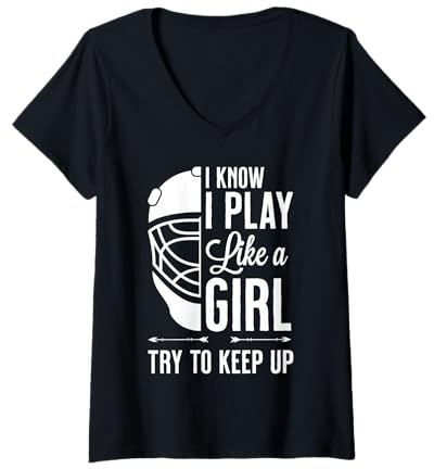 Womens Ice Hockey Jersey Penalty Box Retro Puck Wintersport Striker V-Neck T-Shirt