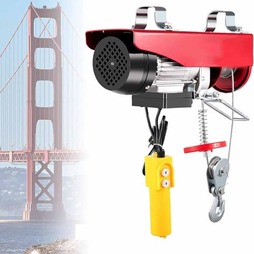 PixCy Montacargas Eléctrico,Polipasto Eléctrico,Grúa De Polipasto Eléctrico En Miniatura for El Hogar Gato Control Remoto Portátil 510 W-1450w con Gato Cabrestante Plano De Alambre,100KG*12M-220V