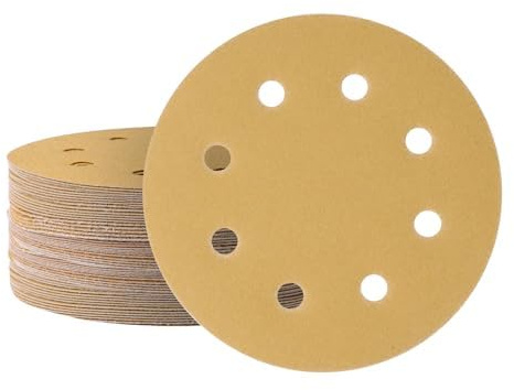 30Pcs Drywall Sandpaper 180mm Yellow Sanding Discs 180 Grit, Hook & Loop Abrasive Pads 7 Inch 8 Holes Drywall Sander Disc for Plasterboard, Wood, Paint Removal