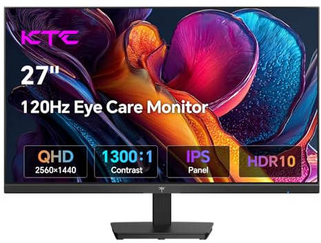 KTC 27 Inch QHD Computer Monitor 100Hz, Up to 120Hz, IPS Panel, 2K 1440P PC Gaming Monitor for Home Office, Adaptive-Sync Support, HDR10, Tilt Adjustable, H27D9