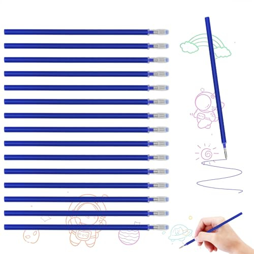 16 recambios azules compatibles con bolígrafos Legami. Recambios borrables con tinta termosensible, punta de 0,7 mm, ideal para escritura precisa, dibujo y proyectos creativos