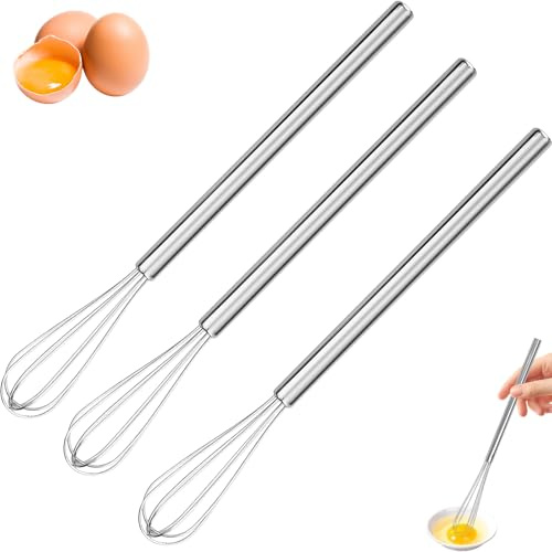 Schneebesen Klein, Mini Schneebesen Set 3er Pack, Rührbesen Edelstahl, Praktischer Küchenhelfer Für Tassen Und Kleine Mengen, 26 cm Länge