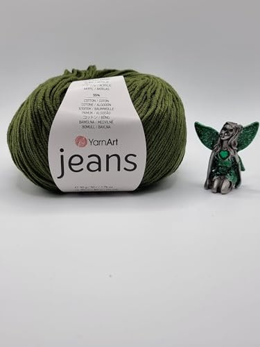YarnArt Jeans Yarn, Soft Cotton Blend for Crochet and Amigurumi, Coral Red, 50g, 160m (82)