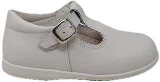Zapatos Bebé de Piel para Bautizo, Ceremonia Cómodos, Hebilla Ajustable Suela Flexible, Calzado Infantil Elegante MOD 463 (Blanco, Sistema tallas calzado EU, Niño (0-5 años), Números, mediano, 20)
