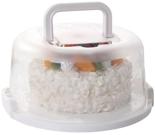 Generisch Caja para tartas, campana con asa de transporte, recipiente para 7 cupcakes, soporte para tartas con tapa, transportador de tartas portátil para tartas, galletas, frutos secos, incluye base