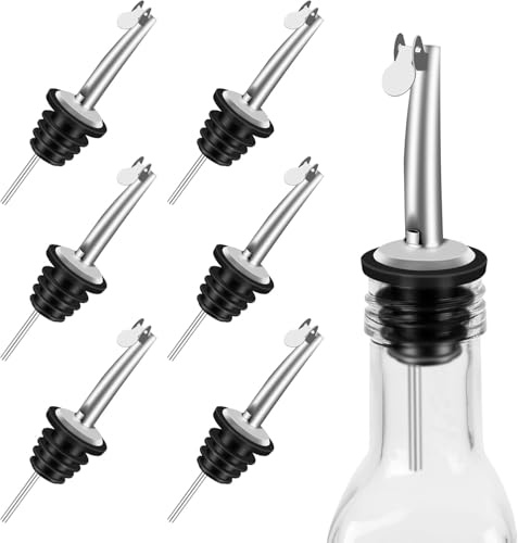 Gimars 6 Piezas Vertedor Acero Inoxidable con Tapa Abatible Tapón Antigoteo Anti Goteo para Vino