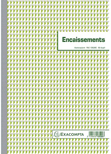 Exacompta - Réf. 13520E - 1 Manifold ENCAISSEMENTS - 50 feuillets numérotés et autocopiants - duplicatas (1 original + 1 copie) - format A4 - certifié FSC - fabriqué en France