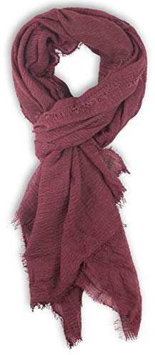 fashionchimp BASIC-Schal für Damen mit weichem Fransensaum, Tuch in leichter Qualität mit Baumwolle, einfarbig (Bordeaux)