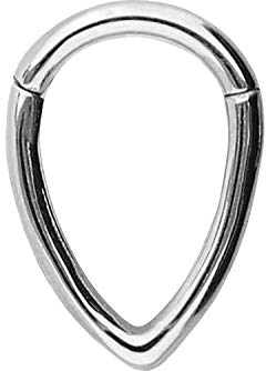 PIERCINGLINE Chirurgenstahl Clicker Tropfen Piercing Septum Tragus Helix silberfarben 6 mm