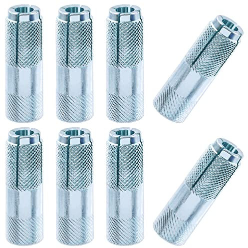 Swpeet Kit surtido de anclajes moleteados de acero al carbono chapado en zinc premium de 1/2 pulgadas, tornillos de expansión internos pernos de expansión forzados para hormigón sólido