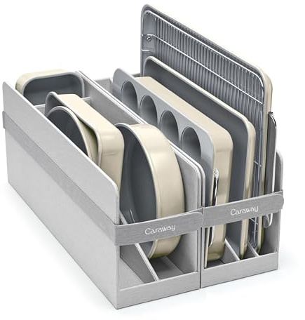Caraway Nonstick Ceramic Bakeware Set (11 Pieces) - Baking Sheets, Assorted Baking Pans, Cooling Rack, & Storage - Aluminized Steel Body - Non Toxic, PTFE & PFOA Free - Cream
