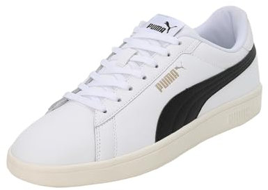 Puma Smash 3.0 L Unisex Sneaker , Puma White Puma Black Puma Gold Frosted Ivory, 42.5 EU
