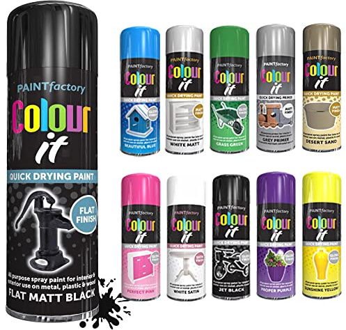 SCHNAZZ - 1 x All Purpose Flat Black Matt Aerosol Spray Paint 250ml Fast Dry, Quick Drying Spray and Excellent Coverage for Wood, Metal, Plastic, Glass and More