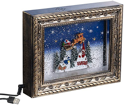 infactory Leuchtkasten: Weihnachts-Bilderrahmen Weihnachtsdorf mit LEDs, Schneewirbel, Musik (Dekoration für Weihnachten, Advents und Weihnachtsdeko, Weihnachtsbeleuchtung)
