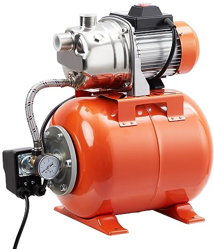 3/4HP Shallow Well Pump with Pressure Tank, Stainless Steel, 115V Automatic Water Booster Jet Pump for Home, Garden, Lawn