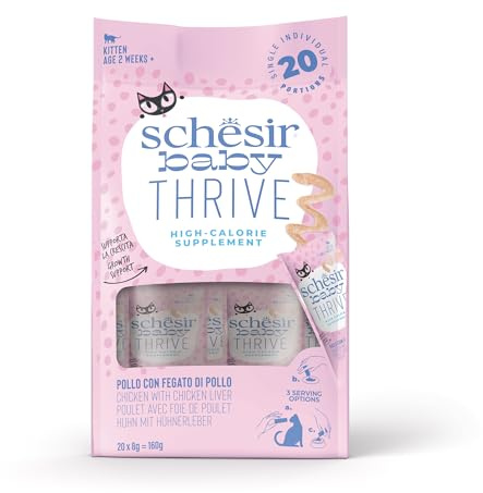 Schesir Baby Thrive kyckling, våtfoder för kattungar (20 x 8 g kuvert)