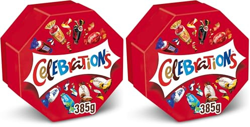 CELEBRATIONS - Boîte Cadeau Octogonale - Assortiment de Chocolats au Lait à Partager - SNICKERS, TWIX, MARS, MALTESERS, BOUNTY et autres - 385g (Lot de 2)