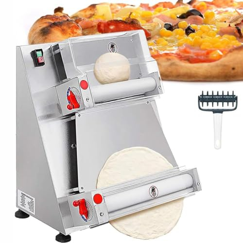 CYMYYDS 370W Automatic Commercial Dough Press Machine, Pizza Dough Roller Sheeter, Electric Stainless Steel Tortilla Press Machine, Including Pie Crusts, Pitas, Tortillas And Flat Breads,40cm