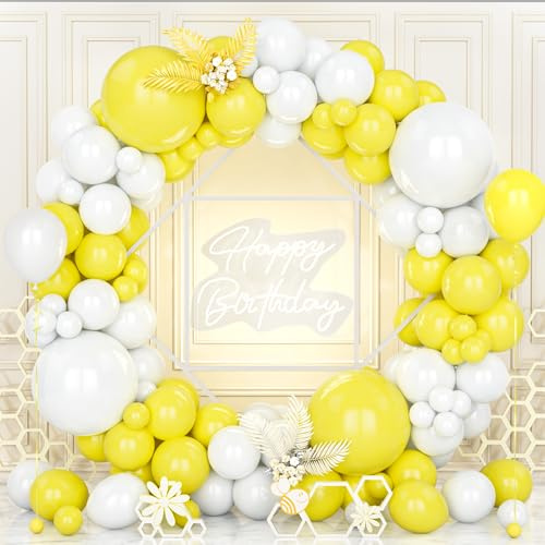 Teselife Arco Palloncini Giallo e Bianco, 119Pezzi Kit Ghirlanda Palloncino Giallo Bianco Opaco Ragazzo Uomini Ragazza Donne Baby Shower Compleanno Matrimonio Valentino Fidanzamento Laurea Proposta