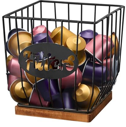 MEETOZ Extra-Large Coffee Pod Holder, K Cup Holders,K Cup Storage, Coffee Pod Basket, Coffee Station Organizer, Coffee Bar Accessories for Counter Small Space (Black)