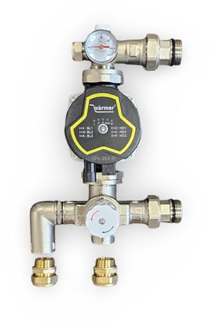 Wärmer System Underfloor Heating Control Set – Thermostatic Mixing Valve + GPA25-6/130 Energy-Saving Circulating Pump for Central Heating and Hot Water Systems