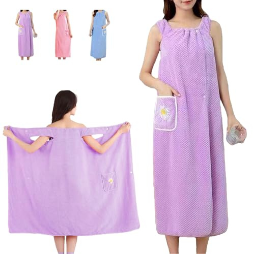 JYJLLM Asciugamano da bagno indossabile da donna, con tasche, accappatoio da bagno, asciugamano da doccia, gonna assorbente per sauna, spa, doccia, asciugamani da bagno, adatto per casa, nuoto