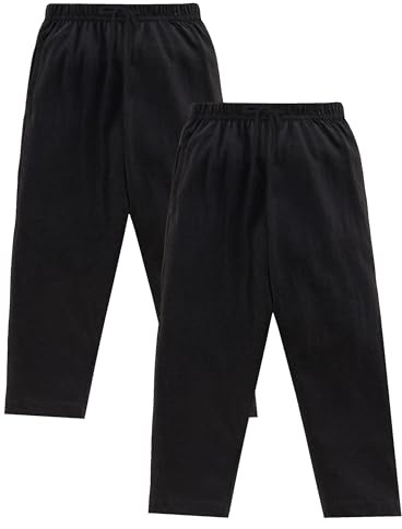 N R TEXTILES Mens Pyjama Bottoms Loungewear Night Pants with Pockets Pack Of 2 Black-Black 3XL