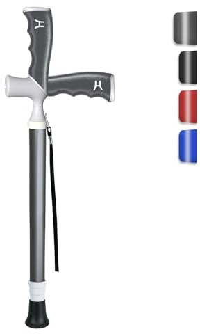Care Parents Canne de Marche Pliante & Bâton de Randonnée 2-en-1 - Télescopique (38-96cm) et Ultra-Légère (330g) - Aluminium, Poignée Ergonomique Réglable, Embout Antidérapant, Grise (CP-Q109)