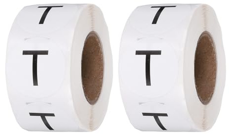 PATIKIL Étiquettes D'Inventaire Lettre T 1 Pouce, 500Pcs Autocollants Lettres Ronds Points Étiquettes Autocollants Adhésifs Semi-Brillants Maison Bureau Stockage, Noir (2 Rouleaux)