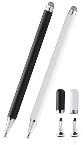 2PCS Stylus Pen for AMZ Fire Tablet Pen,Sylus for Fire Max 11, Fire HD 10, Fire 8/7/Kids All Tablets, High Sensitivity Stylus for iPad/Samsung/Surface/Xiaomi/Lenovo All Touch Devices (White+Black)