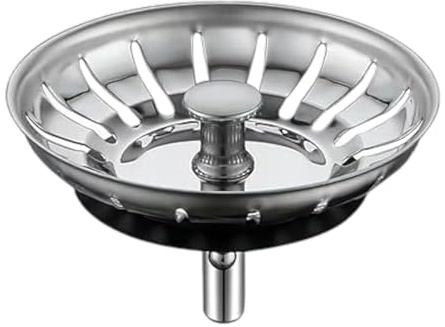 Topolenashop Tappo Filtro per Lavello Cucina 80 mm in Acciaio Inox – Tappo di Scarico con Filtro per Residui Alimentari – Colino Lavello Antintasamento con Guarnizione | 79349