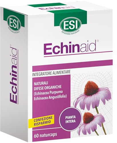 ESI - Echinaid, Integratore Alimentare a Base di Echinacea, Favorisce le Difese Immunitarie Contro i Malanni Tipici della Stagione Invernale, Senza Glutine e Vegan, 60 Naturcaps