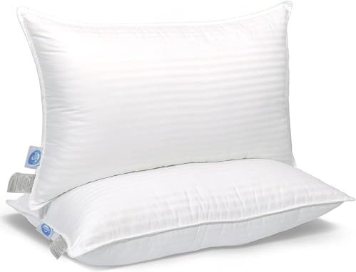 East Coast Bedding Cozy Dream Goose Feather and Down Pillows - RDS Certified, 100% Cotton Cover, Hotel Collection, Bed Sleeping, Medium Support, Queen 2 Pack