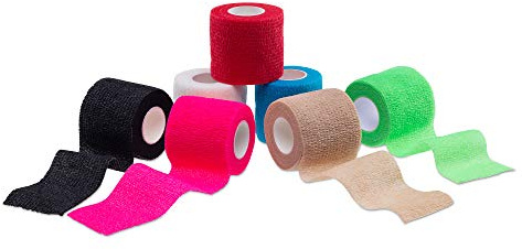 ZiATEC Cohesive Tape - Elastische, selbsthaftender Fixierverband für Mensch und Tier, Farbe:6x schwarz (6x 5.0cm)