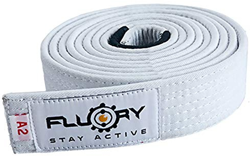 FLUORY BJJ Cinturón brasileño Jiu Jitsu con color blanco, morado, marrón, negro, para tamaño A0, A1, A2, A3, A4 (BTF01bai, A1)