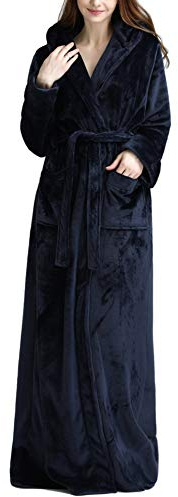 DSNOW Peignoir en polaire chaud pour femme Robe de chambre - Bleu - X-Large